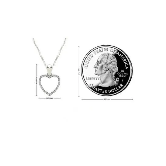 JMS always Necklaces Original Maulijewels 010 Carat Natural Diamond Heart Shape Pendant Necklace For Women Girls In Solid 10K White Gold JMS always Necklaces Original Maulijewels 010 Carat Natural Diamond Heart Shape Pendant Necklace For Women Girls In Solid 10K White Gold