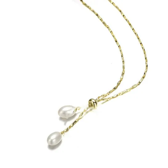 JMS always Necklaces Original Rachel Glauber 14K Gold Plated Pearl and Cubic Zirconia Y Neck Necklace JMS always Necklaces Original Rachel Glauber 14K Gold Plated Pearl and Cubic Zirconia Y Neck Necklace