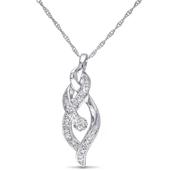 JMS always Original AMOUR 110 CT TW Diamond Twist Pendant with Chain In 10K White Gold Necklaces JMS always Original AMOUR 110 CT TW Diamond Twist Pendant with Chain In 10K White Gold Necklaces