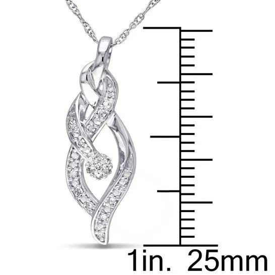 JMS always Original AMOUR 110 CT TW Diamond Twist Pendant with Chain In 10K White Gold Necklaces JMS always Original AMOUR 110 CT TW Diamond Twist Pendant with Chain In 10K White Gold Necklaces