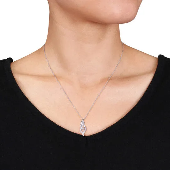 JMS always Original AMOUR 110 CT TW Diamond Twist Pendant with Chain In 10K White Gold Necklaces JMS always Original AMOUR 110 CT TW Diamond Twist Pendant with Chain In 10K White Gold Necklaces