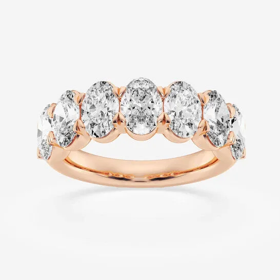 JMS always Original Brilliant Diamond 14K Rose Gold 4 CTTW OvalCut LAB GROWN Diamond Seven Stone Anniversary Band FG SI1 Rings JMS always Original Brilliant Diamond 14K Rose Gold 4 CTTW OvalCut LAB GROWN Diamond Seven Stone Anniversary Band FG SI1 Rings