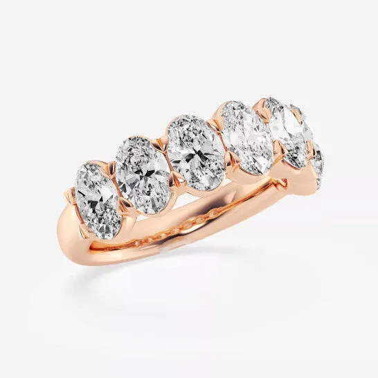 JMS always Original Brilliant Diamond 14K Rose Gold 4 CTTW OvalCut LAB GROWN Diamond Seven Stone Anniversary Band FG SI1 Rings JMS always Original Brilliant Diamond 14K Rose Gold 4 CTTW OvalCut LAB GROWN Diamond Seven Stone Anniversary Band FG SI1 Rings