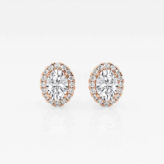 JMS always Original Brilliant Diamond 14KT Rose Gold 1 15 cttw OvalCut Lab Grown Diamond Halo Stud Earrings for Women FGVSSI GSI Earrings JMS always Original Brilliant Diamond 14KT Rose Gold 1 15 cttw OvalCut Lab Grown Diamond Halo Stud Earrings for Women FGVSSI GSI Earrings