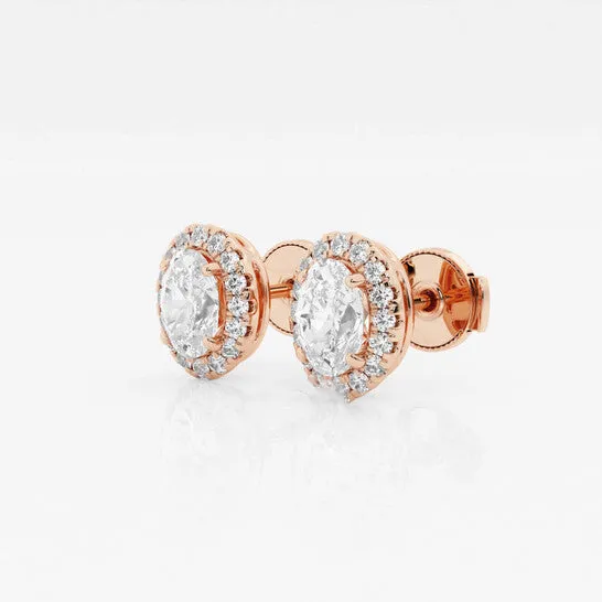 JMS always Original Brilliant Diamond 14KT Rose Gold 1 15 cttw OvalCut Lab Grown Diamond Halo Stud Earrings for Women FGVSSI GSI Earrings JMS always Original Brilliant Diamond 14KT Rose Gold 1 15 cttw OvalCut Lab Grown Diamond Halo Stud Earrings for Women FGVSSI GSI Earrings