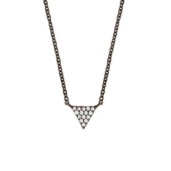 JMS always Original Elegant Confetti Womens 18K Black Gold Plated CZ Simulated Diamond Pave Mini Triangle Pendant Necklace Necklaces JMS always Original Elegant Confetti Womens 18K Black Gold Plated CZ Simulated Diamond Pave Mini Triangle Pendant Necklace Necklaces