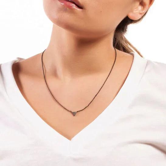 JMS always Original Elegant Confetti Womens 18K Black Gold Plated CZ Simulated Diamond Pave Mini Triangle Pendant Necklace Necklaces JMS always Original Elegant Confetti Womens 18K Black Gold Plated CZ Simulated Diamond Pave Mini Triangle Pendant Necklace Necklaces