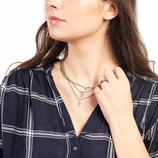 JMS always Original Elegant Confetti Womens 18K Black Gold Plated CZ Simulated Diamond Pave Mini Triangle Pendant Necklace Necklaces JMS always Original Elegant Confetti Womens 18K Black Gold Plated CZ Simulated Diamond Pave Mini Triangle Pendant Necklace Necklaces