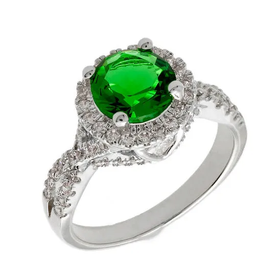 JMS always Original Elegant Confetti Womens 18K White Gold Plated Green CZ Simulated Diamond Halo Statement Cocktail Ring Rings JMS always Original Elegant Confetti Womens 18K White Gold Plated Green CZ Simulated Diamond Halo Statement Cocktail Ring Rings