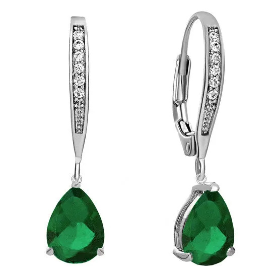 JMS always Original Megan Walford 925 Sterling Silver Emerald Cubic Zirconia Dangling Earrings Earrings JMS always Original Megan Walford 925 Sterling Silver Emerald Cubic Zirconia Dangling Earrings Earrings
