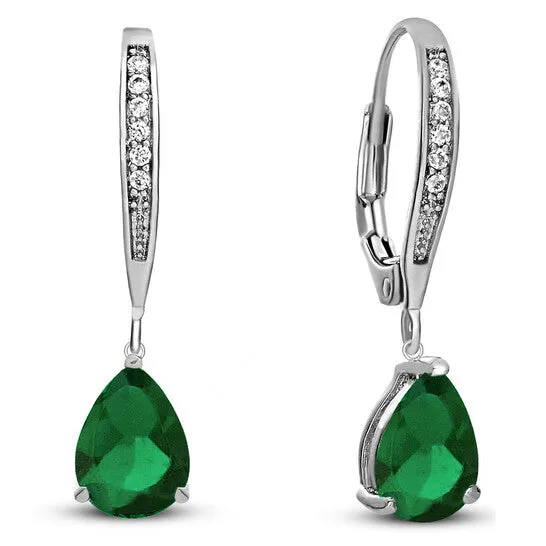 JMS always Original Megan Walford 925 Sterling Silver Emerald Cubic Zirconia Dangling Earrings Earrings JMS always Original Megan Walford 925 Sterling Silver Emerald Cubic Zirconia Dangling Earrings Earrings
