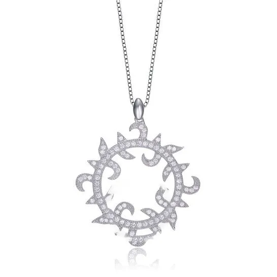 JMS always Original Megan Walford Stylish Sterling Silver Round Clear Cubic Zirconia Sun Halo Pendant Necklace Necklaces JMS always Original Megan Walford Stylish Sterling Silver Round Clear Cubic Zirconia Sun Halo Pendant Necklace Necklaces