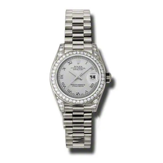 JMS always PreStyled Sets Original Rolex LadyDatejust 26 Silver Dial 18K White Gold President Automatic Ladies Watch 179159SRP JMS always PreStyled Sets Original Rolex LadyDatejust 26 Silver Dial 18K White Gold President Automatic Ladies Watch 179159SRP