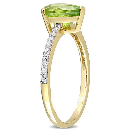 JMS always Rings Original Amour 14k Yellow Gold 1 17 CT TGW Pear Shape Peridot and 17 CT TDW Diamond Ring JMS always Rings Original Amour 14k Yellow Gold 1 17 CT TGW Pear Shape Peridot and 17 CT TDW Diamond Ring