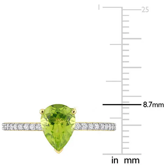 JMS always Rings Original Amour 14k Yellow Gold 1 17 CT TGW Pear Shape Peridot and 17 CT TDW Diamond Ring JMS always Rings Original Amour 14k Yellow Gold 1 17 CT TGW Pear Shape Peridot and 17 CT TDW Diamond Ring