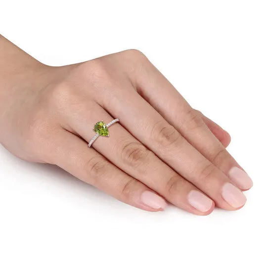 JMS always Rings Original Amour 14k Yellow Gold 1 17 CT TGW Pear Shape Peridot and 17 CT TDW Diamond Ring JMS always Rings Original Amour 14k Yellow Gold 1 17 CT TGW Pear Shape Peridot and 17 CT TDW Diamond Ring