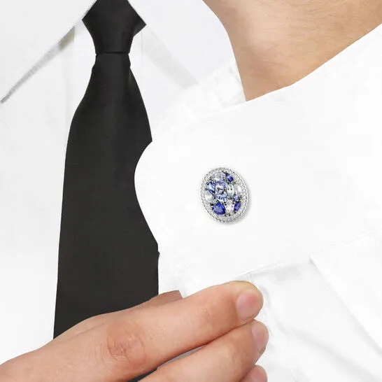 JMS always Rings Original AMOUR 6CT TGW Blue and White Sapphire Clustered Halo Cufflinks In Sterling Silver JMS always Rings Original AMOUR 6CT TGW Blue and White Sapphire Clustered Halo Cufflinks In Sterling Silver