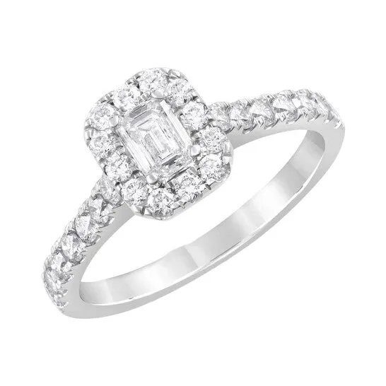 JMS always Rings Original Brilliant Diamond 14K White Gold 1 CTTW LAB GROWN Diamond Halo Emerald Engagement Ring GH SI1SI2 JMS always Rings Original Brilliant Diamond 14K White Gold 1 CTTW LAB GROWN Diamond Halo Emerald Engagement Ring GH SI1SI2