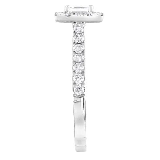 JMS always Rings Original Brilliant Diamond 14K White Gold 1 CTTW LAB GROWN Diamond Halo Emerald Engagement Ring GH SI1SI2 JMS always Rings Original Brilliant Diamond 14K White Gold 1 CTTW LAB GROWN Diamond Halo Emerald Engagement Ring GH SI1SI2