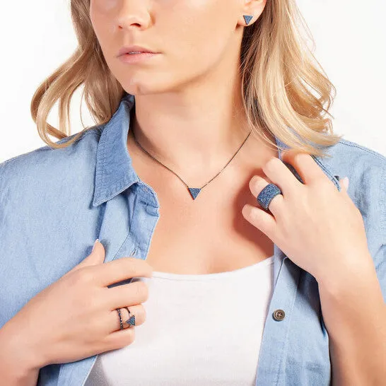 JMS always Rings Original Elegant Confetti Womens 18K Black Gold Plated Blue CZ Simulated Diamond Pave Stackable Triangle Ring JMS always Rings Original Elegant Confetti Womens 18K Black Gold Plated Blue CZ Simulated Diamond Pave Stackable Triangle Ring