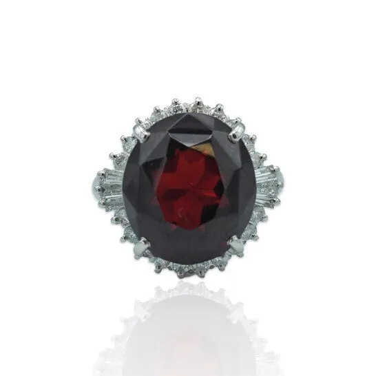 JMS always Rings Original PreOwned Platinum Diamond Garnet Ring