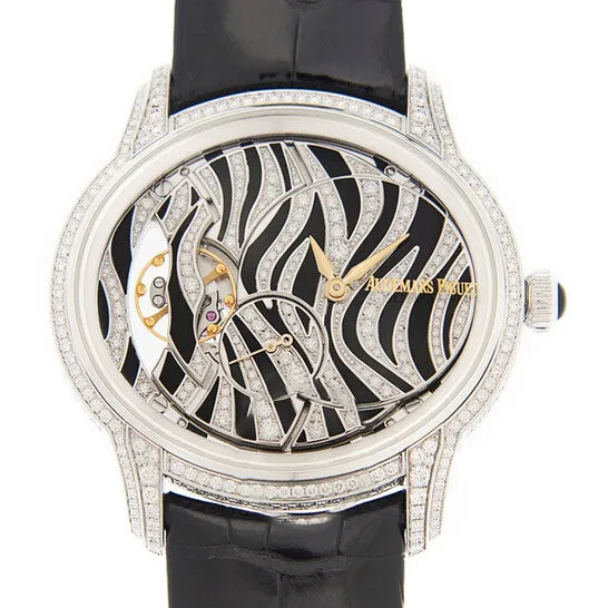 JMS always Watches Original Audemars Piguet Millenary Zebra Diamond Pattern Dial 18 Carat White Gold Ladies Watch JMS always Watches Original Audemars Piguet Millenary Zebra Diamond Pattern Dial 18 Carat White Gold Ladies Watch