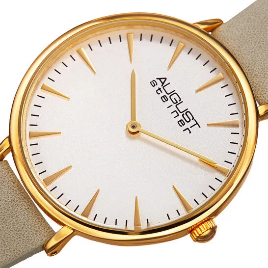 JMS always Watches Original August Steiner Quartz White Dial Beige Leather Ladies Watch AS8187WTG JMS always Watches Original August Steiner Quartz White Dial Beige Leather Ladies Watch AS8187WTG