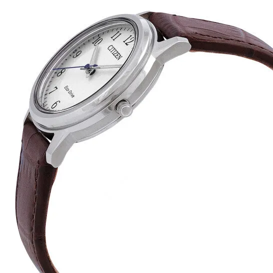 JMS always Watches Original Citizen EcoDrive White Dial Brown Leather Ladies Watch FE601114A JMS always Watches Original Citizen EcoDrive White Dial Brown Leather Ladies Watch FE601114A
