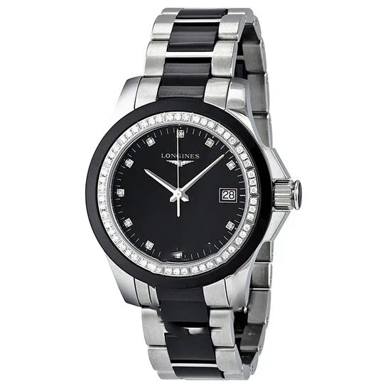 JMS always Watches Original Longines Conquest Black Ceramic Diamond Ladies Watch L32810577 JMS always Watches Original Longines Conquest Black Ceramic Diamond Ladies Watch L32810577