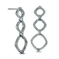LabCreated White Sapphire Geometric Triple Drop Earrings in Sterling Silver Goldia Earrings