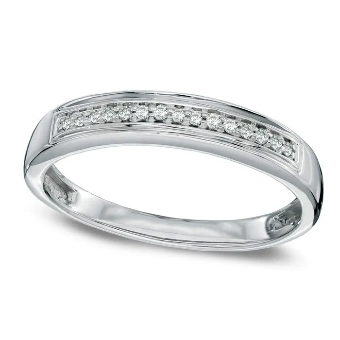 Ladies Natural Diamond Accent Wedding Band in Solid 10K White Gold Goldia Rings
