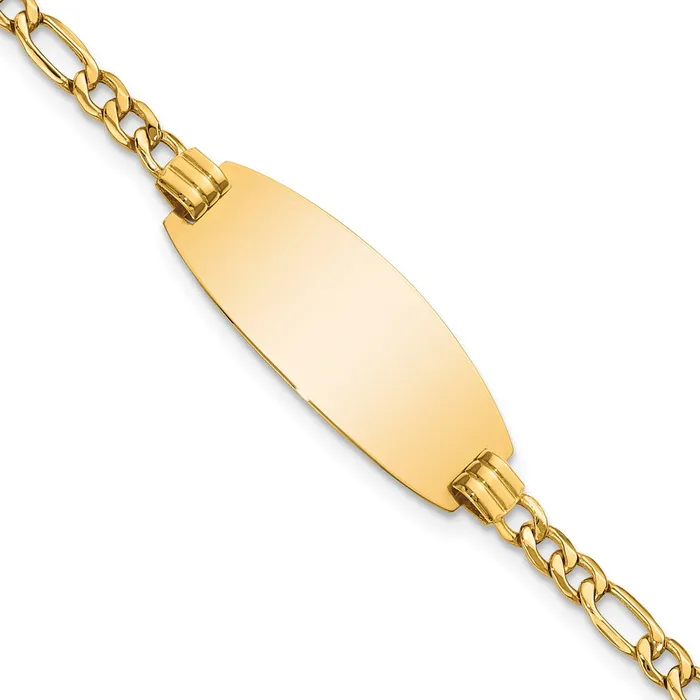 MDS Bracelets 14k SemiSolid Oval ID Figaro Bracelet