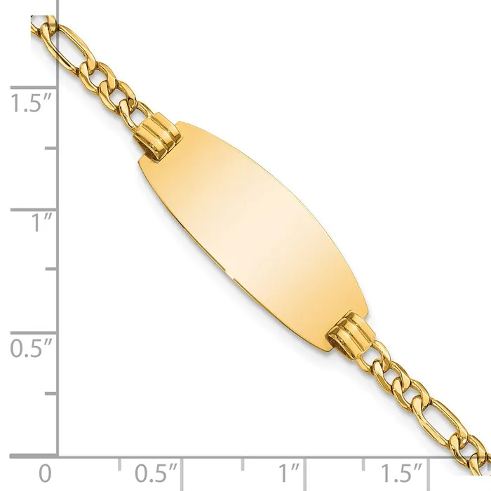 MDS Bracelets 14k SemiSolid Oval ID Figaro Bracelet MDS Bracelets 14k SemiSolid Oval ID Figaro Bracelet