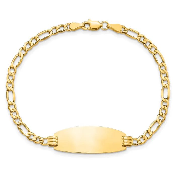 MDS Bracelets 14k SemiSolid Oval ID Figaro Bracelet MDS Bracelets 14k SemiSolid Oval ID Figaro Bracelet