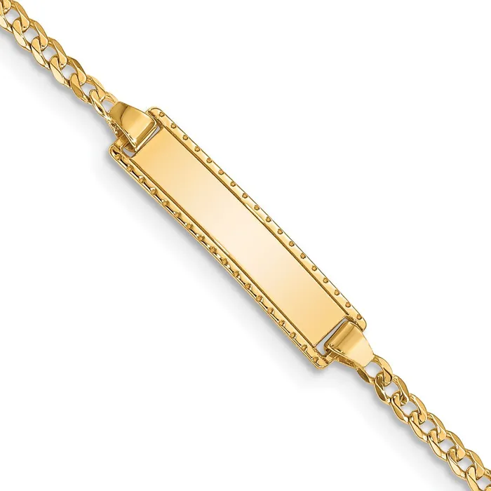 MDS Bracelets Solid 14K Yellow Gold 6in Engraveable Curb Link BabyChild ID Bracelet MDS Bracelets Solid 14K Yellow Gold 6in Engraveable Curb Link BabyChild ID Bracelet