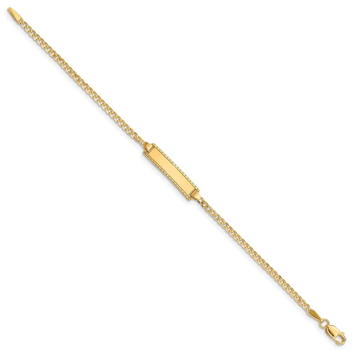 MDS Bracelets Solid 14K Yellow Gold 6in Engraveable Curb Link BabyChild ID Bracelet MDS Bracelets Solid 14K Yellow Gold 6in Engraveable Curb Link BabyChild ID Bracelet