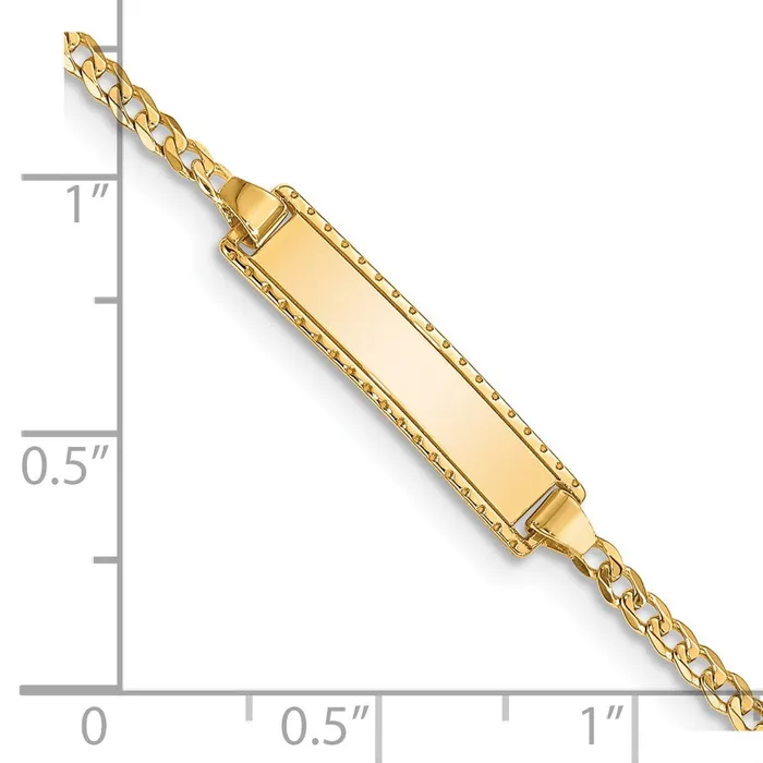 MDS Bracelets Solid 14K Yellow Gold 6in Engraveable Curb Link BabyChild ID Bracelet MDS Bracelets Solid 14K Yellow Gold 6in Engraveable Curb Link BabyChild ID Bracelet