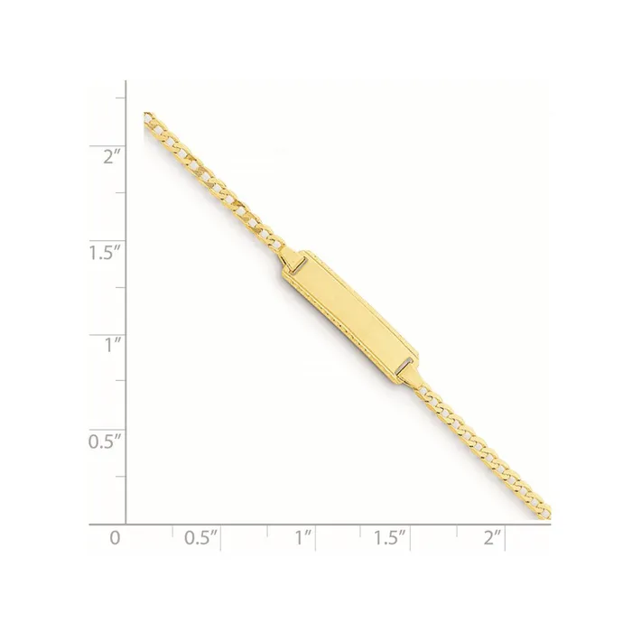 MDS Bracelets Solid 14K Yellow Gold 6in Engraveable Curb Link BabyChild ID Bracelet MDS Bracelets Solid 14K Yellow Gold 6in Engraveable Curb Link BabyChild ID Bracelet