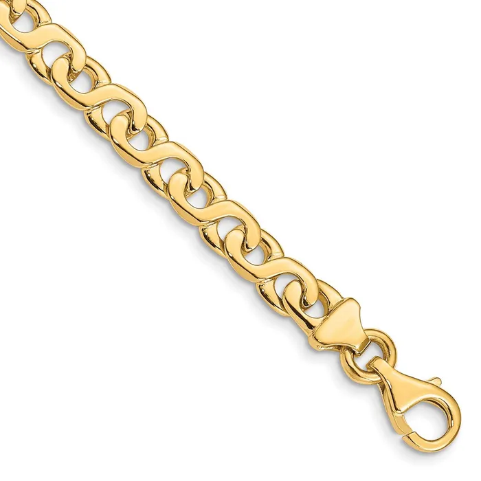 MDS Bracelets Solid 14K Yellow Gold 8 inch 62mm Hand Polished Fancy Link with Fancy Lobster Clasp Bracelet