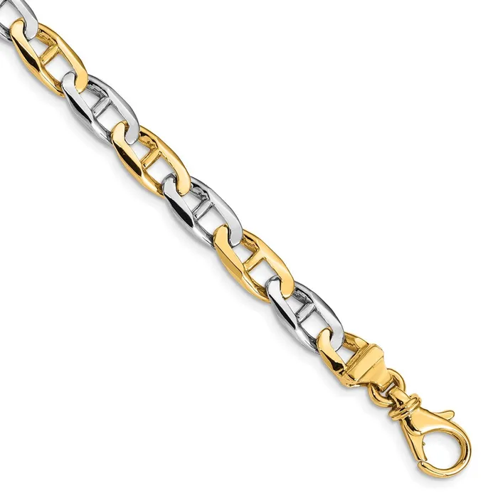 MDS Solid 14K Twotone Gold 22 inch 66mm Hand Polished Fancy Flat Anchor Link with Fancy Lobster Clasp Chain Necklace Necklaces MDS Solid 14K Twotone Gold 22 inch 66mm Hand Polished Fancy Flat Anchor Link with Fancy Lobster Clasp Chain Necklace Necklaces