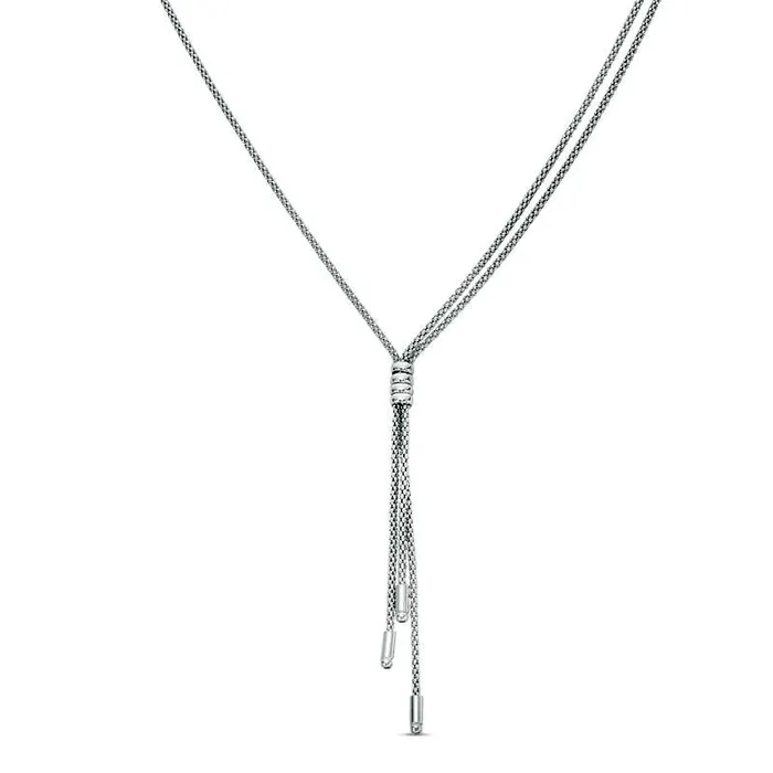 MultiStrand Y LariatStyle Necklace in Sterling Silver 17 Goldia Necklaces