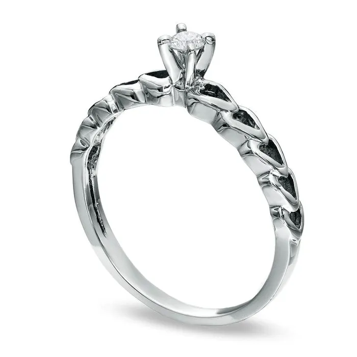 Natural Diamond Accent Heart Promise Ring in Solid 10K White Gold Goldia Rings Natural Diamond Accent Heart Promise Ring in Solid 10K White Gold Goldia Rings