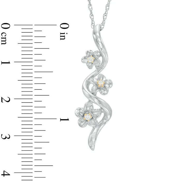 Natural Diamond Accent Triple Pinwheel Flower Drop Pendant in Sterling Silver and 10K Yellow Gold Goldia Earrings Natural Diamond Accent Triple Pinwheel Flower Drop Pendant in Sterling Silver and 10K Yellow Gold Goldia Earrings