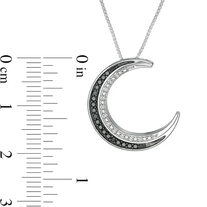 Necklaces 005 CT TW Enhanced Black and White Natural Diamond Crescent Moon Pendant in Sterling Silver and Black Rhodium Goldia Necklaces 005 CT TW Enhanced Black and White Natural Diamond Crescent Moon Pendant in Sterling Silver and Black Rhodium Goldia
