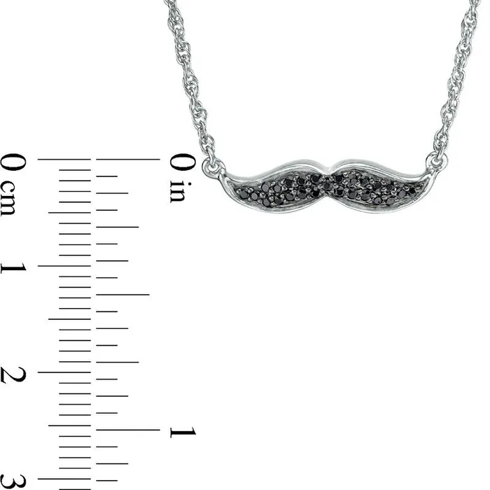 Necklaces 01 CT TW Enhanced Black Natural Diamond Mustache Necklace in 10K White Gold Goldia Necklaces 01 CT TW Enhanced Black Natural Diamond Mustache Necklace in 10K White Gold Goldia