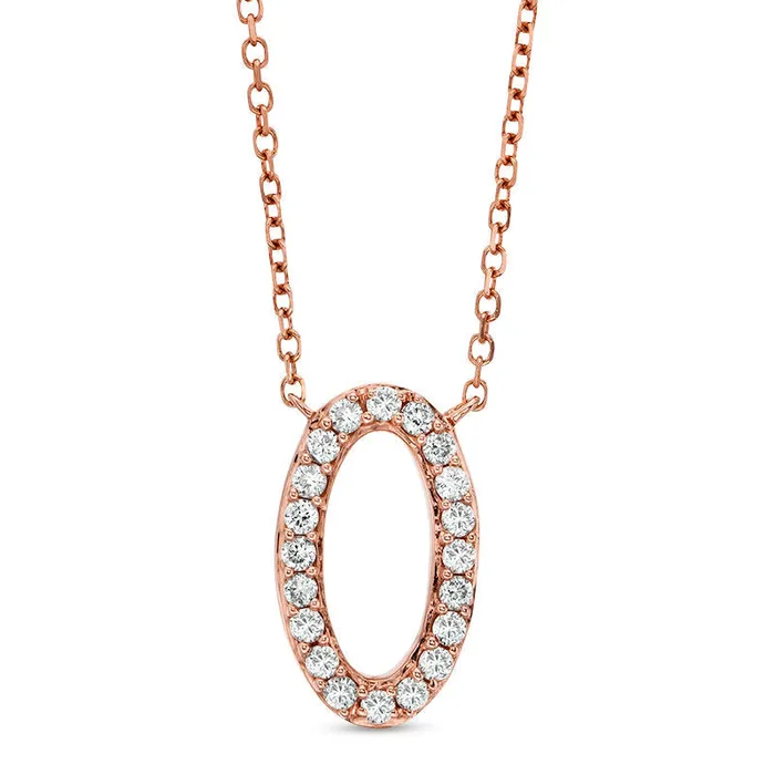 Necklaces 013 CT TW Natural Diamond Mini Oval Necklace in 10K Rose Gold Goldia Necklaces 013 CT TW Natural Diamond Mini Oval Necklace in 10K Rose Gold Goldia