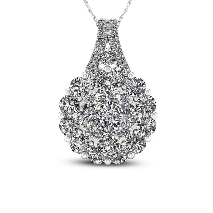 Necklaces 15 CT TW Composite Natural Diamond Frame Pendant in 14K White Gold Goldia Necklaces 15 CT TW Composite Natural Diamond Frame Pendant in 14K White Gold Goldia