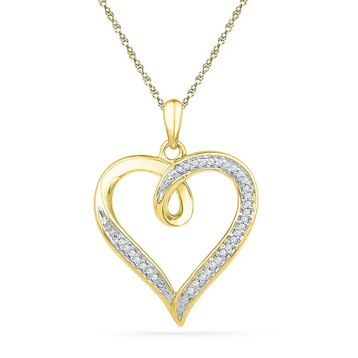 Necklaces 10k Yellow Gold Round Diamond Heart Pendant 110 Cttw gndatlanta
