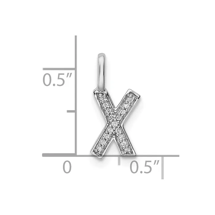 Necklaces 14K White Gold Real Diamond Letter X Initial Pendant Goldia