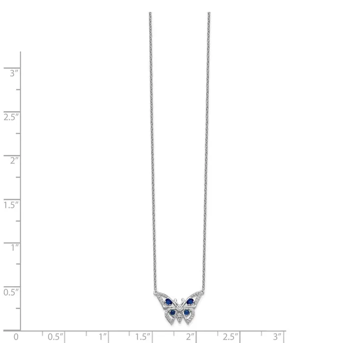 Necklaces 14k White Gold Real Diamond u0026 Sapphire Butterfly Necklace Goldia